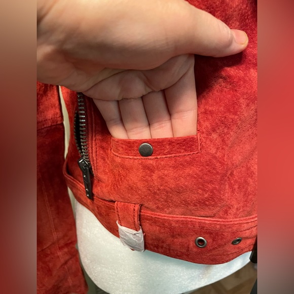 BLANK NYC GENUINE SUEDE RED BIKER JACKET, Size S - Picture 14 of 14